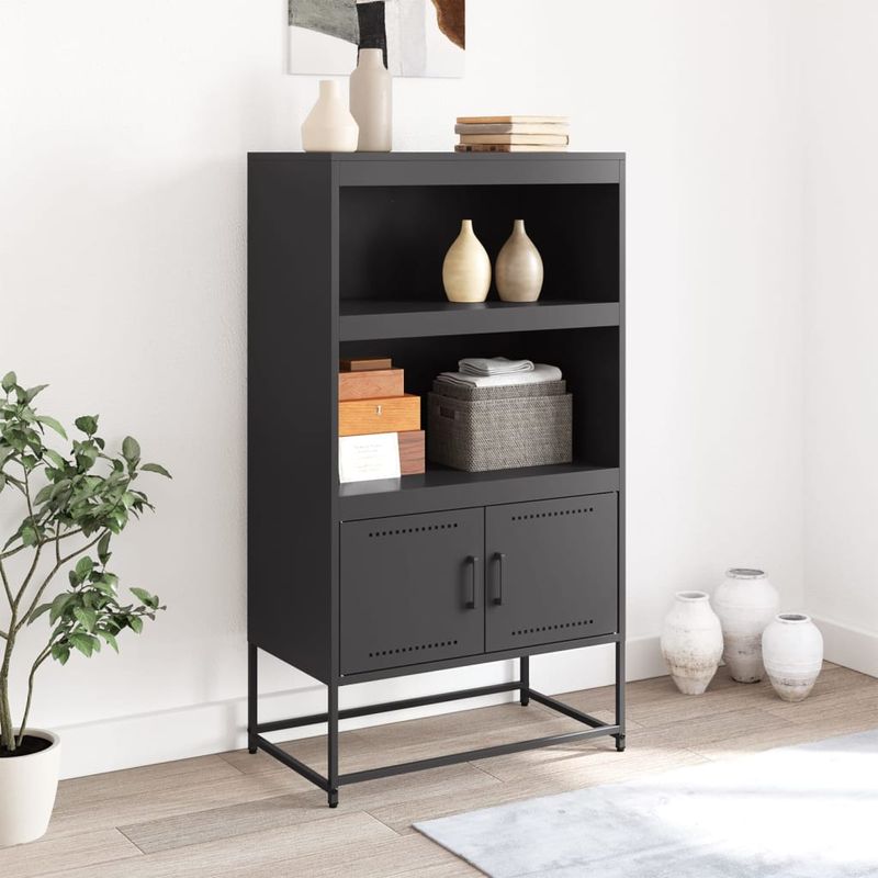 Casa si Gradina - Mobilier - Comode si corpuri - Corpuri bucatarie - Dulap inalt, negru, 68,5x38,5x123,5 cm, otel - Infinity.ro