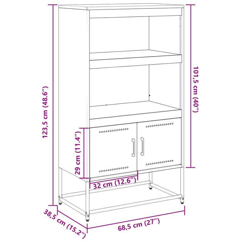 Casa si Gradina - Mobilier - Comode si corpuri - Corpuri bucatarie - Dulap inalt, negru, 68,5x38,5x123,5 cm, otel - Infinity.ro