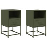 Casa si Gradina - Mobilier - Comode si corpuri - Noptiere - Noptiere, 2 buc., verde olive, 36x39x60,5 cm, otel - Infinity.ro