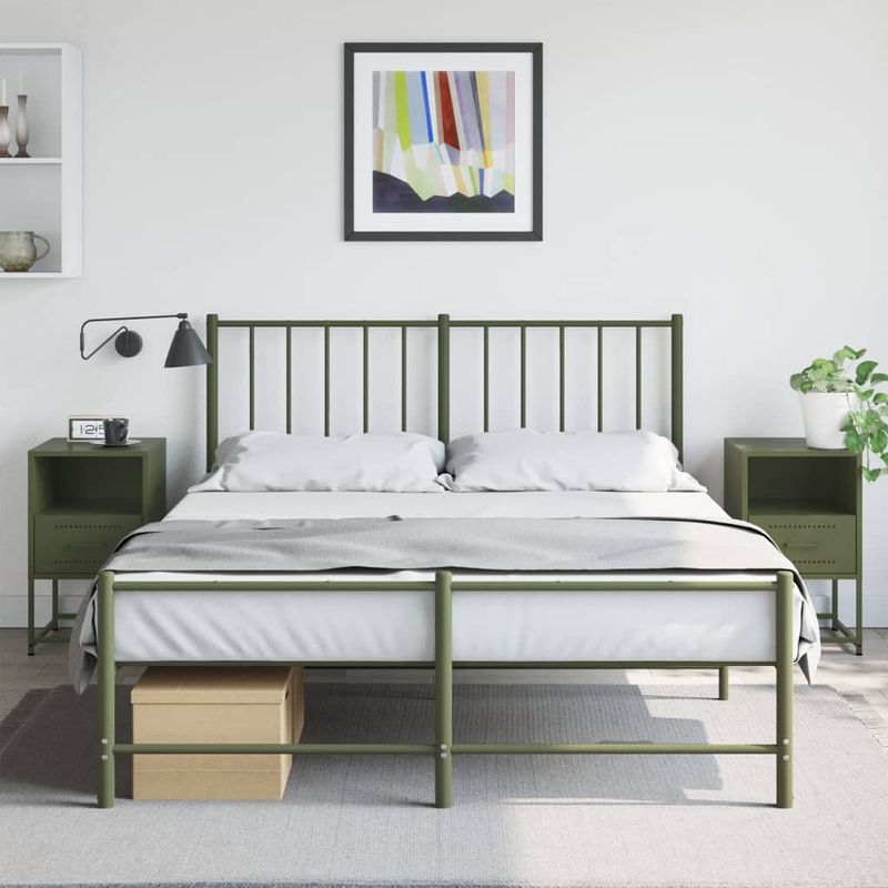 Casa si Gradina - Mobilier - Comode si corpuri - Noptiere - Noptiere, 2 buc., verde olive, 36x39x60,5 cm, otel - Infinity.ro