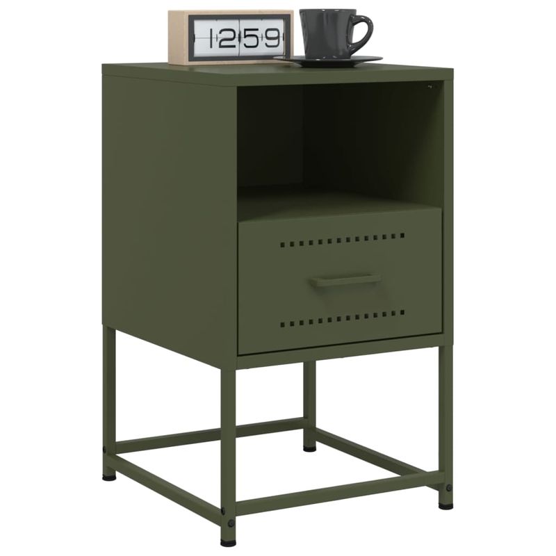 Casa si Gradina - Mobilier - Comode si corpuri - Noptiere - Noptiere, 2 buc., verde olive, 36x39x60,5 cm, otel - Infinity.ro