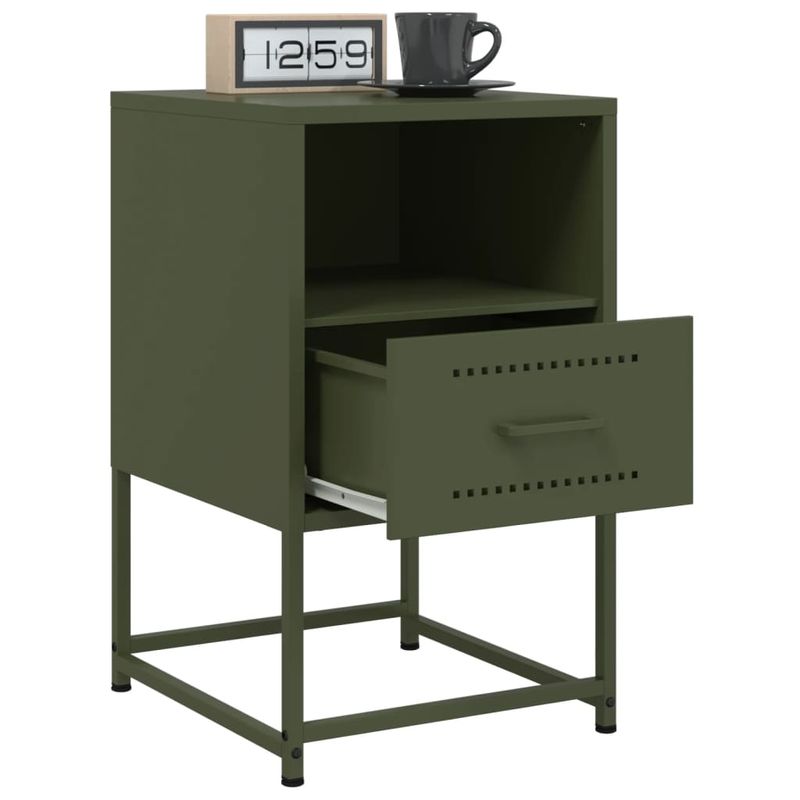 Casa si Gradina - Mobilier - Comode si corpuri - Noptiere - Noptiere, 2 buc., verde olive, 36x39x60,5 cm, otel - Infinity.ro