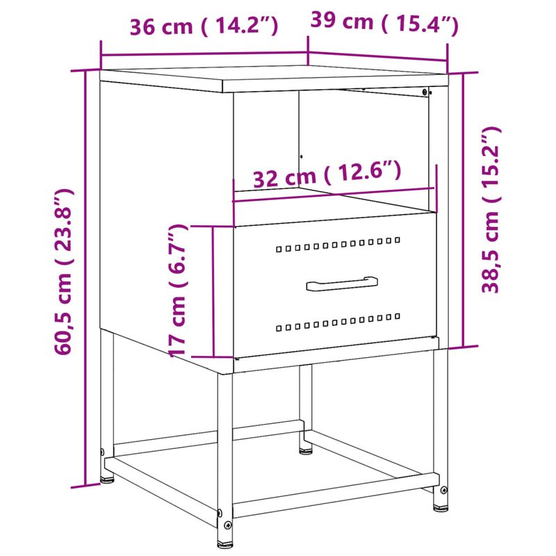 Casa si Gradina - Mobilier - Comode si corpuri - Noptiere - Noptiere, 2 buc., verde olive, 36x39x60,5 cm, otel - Infinity.ro