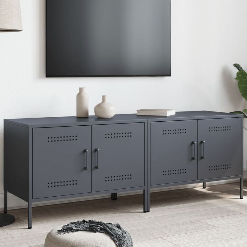 Casa si Gradina - Mobilier - Comode si corpuri - Comode - Dulapuri TV, 2 buc., antracit, 68x39x50,5 cm, otel - Infinity.ro