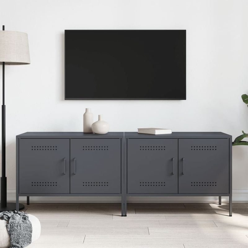 Casa si Gradina - Mobilier - Comode si corpuri - Comode - Dulapuri TV, 2 buc., antracit, 68x39x50,5 cm, otel - Infinity.ro