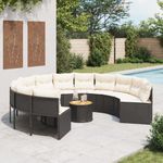 Casa si Gradina - Gradina si terasa - Mobilier exterior - Canapele si fotolii gradina - Canapea de gradina cu masa/perne, rotunda, negru, poliratan - Infinity.ro