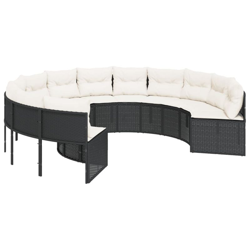 Casa si Gradina - Gradina si terasa - Mobilier exterior - Canapele si fotolii gradina - Canapea de gradina cu masa/perne, rotunda, negru, poliratan - Infinity.ro