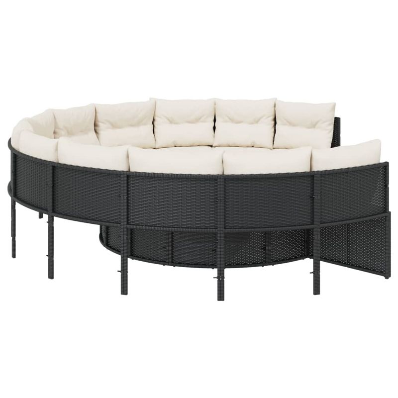 Casa si Gradina - Gradina si terasa - Mobilier exterior - Canapele si fotolii gradina - Canapea de gradina cu masa/perne, rotunda, negru, poliratan - Infinity.ro