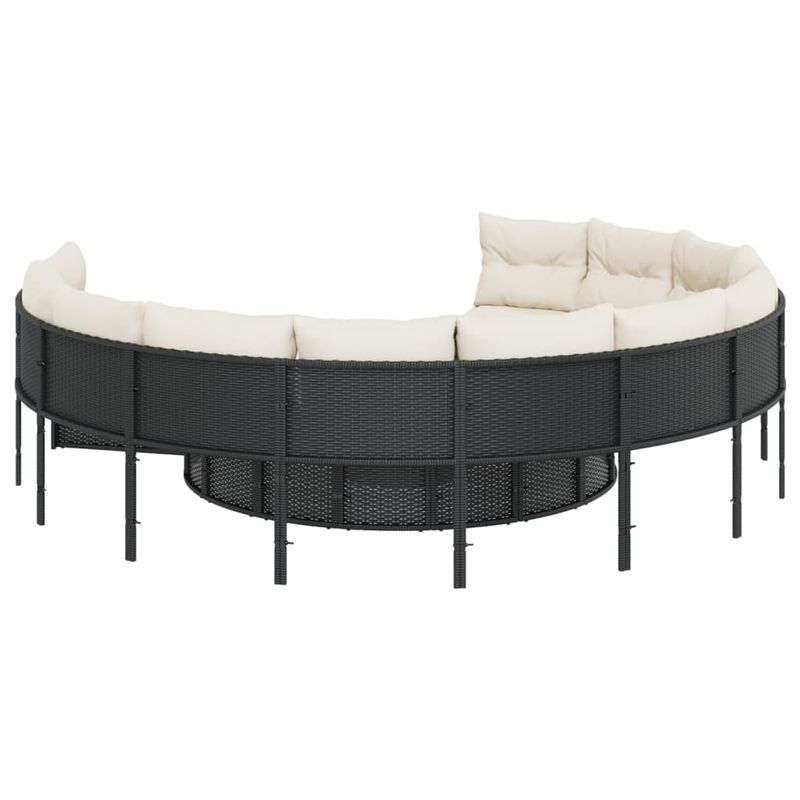 Casa si Gradina - Gradina si terasa - Mobilier exterior - Canapele si fotolii gradina - Canapea de gradina cu masa/perne, rotunda, negru, poliratan - Infinity.ro