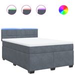Casa si Gradina - Mobilier - Paturi si accesorii - Paturi - Pat box spring cu saltea, gri inchis, 140x190 cm, catifea - Infinity.ro