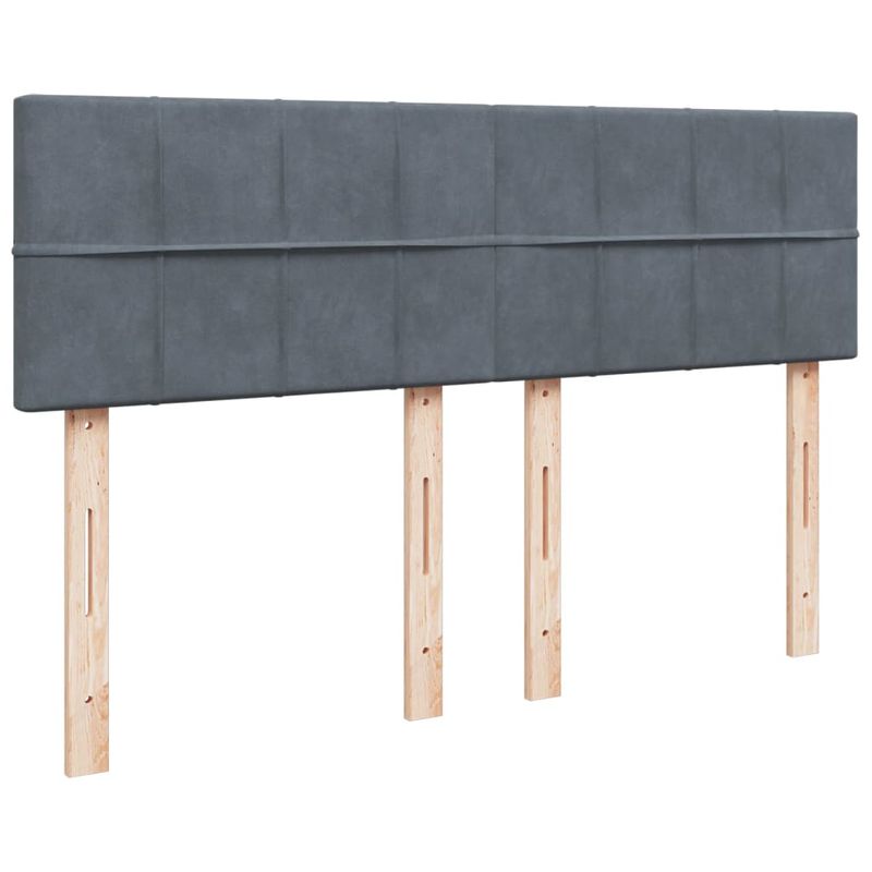 Casa si Gradina - Mobilier - Paturi si accesorii - Paturi - Pat box spring cu saltea, gri inchis, 140x190 cm, catifea - Infinity.ro