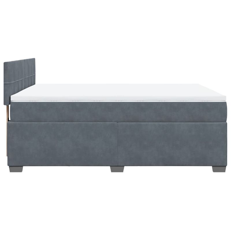 Casa si Gradina - Mobilier - Paturi si accesorii - Paturi - Pat box spring cu saltea, gri inchis, 140x190 cm, catifea - Infinity.ro