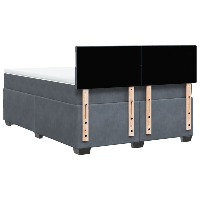 Casa si Gradina - Mobilier - Paturi si accesorii - Paturi - Pat box spring cu saltea, gri inchis, 140x190 cm, catifea - Infinity.ro