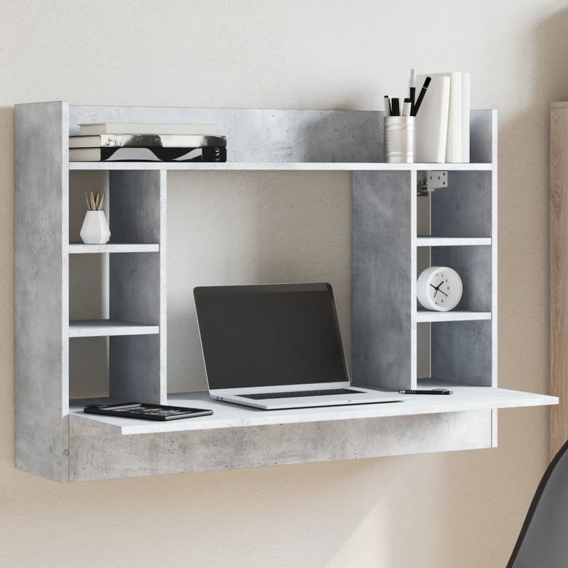 Casa si Gradina - Mobilier - Mese si birouri - Birouri - Birou montat pe perete, gri beton, 105x48x75 cm, lemn prelucrat - Infinity.ro