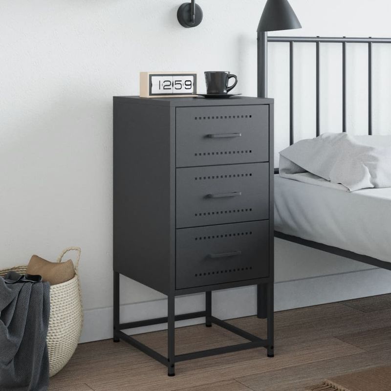 Casa si Gradina - Mobilier - Comode si corpuri - Noptiere - Noptiera, antracit, 36x39x78 cm, otel - Infinity.ro