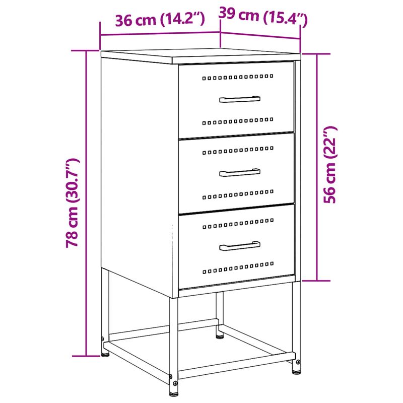 Casa si Gradina - Mobilier - Comode si corpuri - Noptiere - Noptiera, antracit, 36x39x78 cm, otel - Infinity.ro