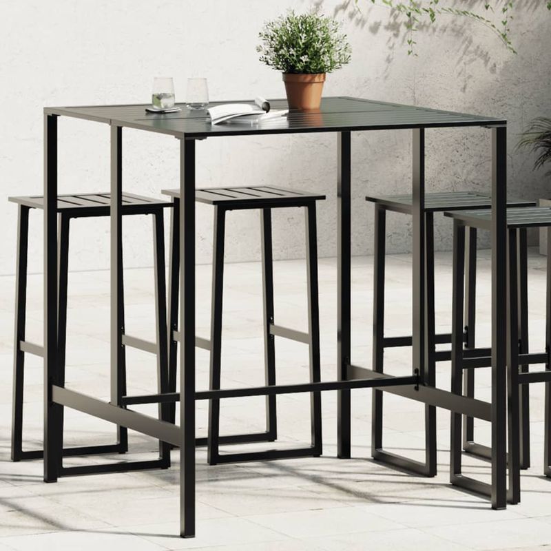 Casa si Gradina - Gradina si terasa - Mobilier exterior - Mese gradina - Masa de bar, negru, 100x100x110 cm, otel vopsit electrostatic - Infinity.ro