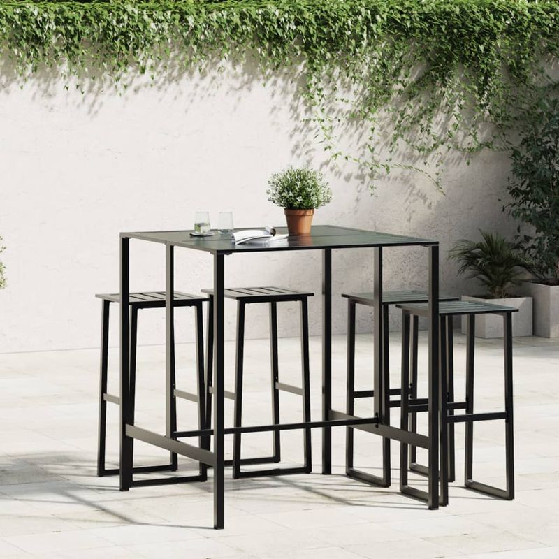 Casa si Gradina - Gradina si terasa - Mobilier exterior - Mese gradina - Masa de bar, negru, 100x100x110 cm, otel vopsit electrostatic - Infinity.ro