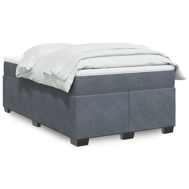 Casa si Gradina - Mobilier - Paturi si accesorii - Paturi - Pat box spring cu saltea, gri inchis, 120x200 cm, catifea - Infinity.ro