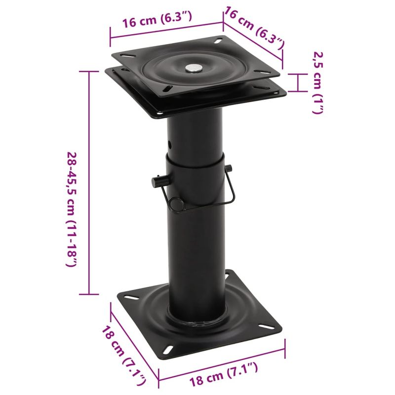 Auto si Moto - Ambarcatiuni - Piese pentru ambarcatiuni - Piedestal scaun pentru barca, pivotant la 360°, otel, mărime 18x18x28-45.5 cm - Infinity.ro