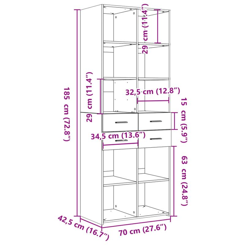 Casa si Gradina - Mobilier - Comode si corpuri - Corpuri bucatarie - Dulap inalt, stejar sonoma, 70x42,5x185 cm, lemn prelucrat - Infinity.ro