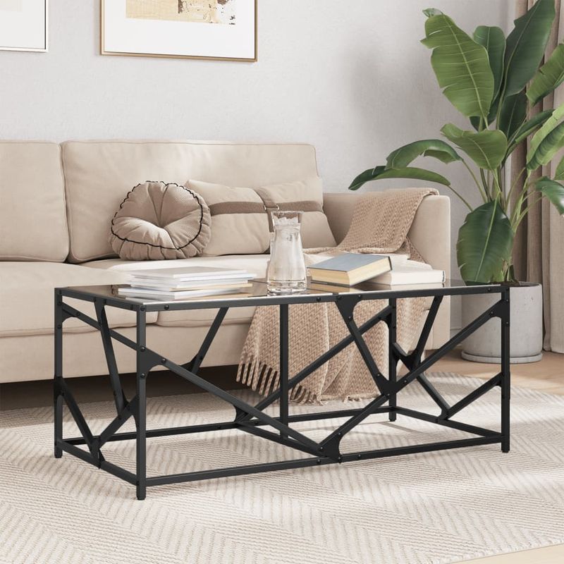 Casa si Gradina - Mobilier - Mese si birouri - Masute de cafea - Masuta de cafea, blat din sticla negra, 98,5x50x41 cm, otel - Infinity.ro