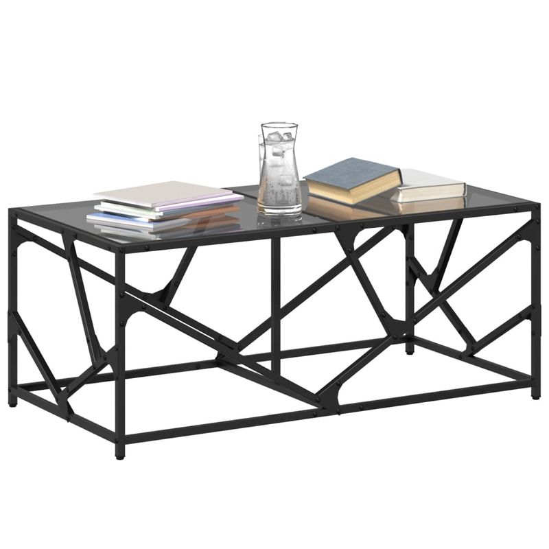 Casa si Gradina - Mobilier - Mese si birouri - Masute de cafea - Masuta de cafea, blat din sticla negra, 98,5x50x41 cm, otel - Infinity.ro