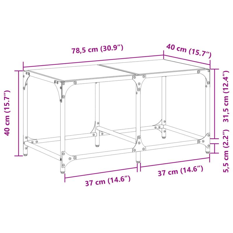 Casa si Gradina - Mobilier - Mese si birouri - Masute de cafea - Masuta de cafea blat din sticla transparenta 78,5x40x40 cm otel - Infinity.ro