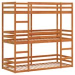 Casa si Gradina - Mobilier - Paturi si accesorii - Paturi - Pat supraetajat triplu, maro ceruit, 80x200 cm, lemn masiv pin - Infinity.ro