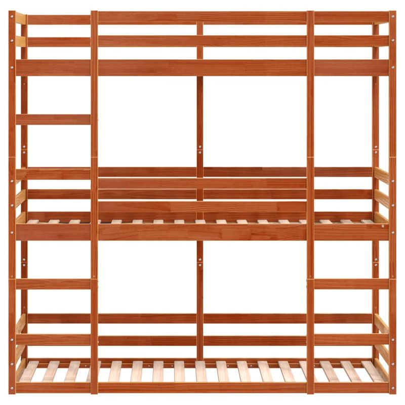 Casa si Gradina - Mobilier - Paturi si accesorii - Paturi - Pat supraetajat triplu, maro ceruit, 80x200 cm, lemn masiv pin - Infinity.ro