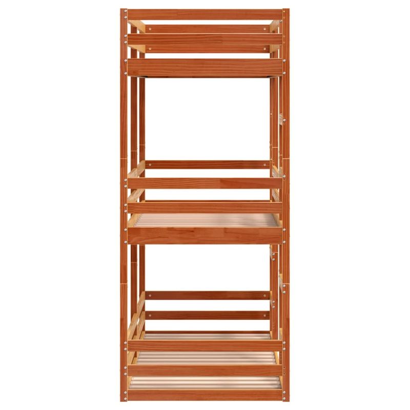Casa si Gradina - Mobilier - Paturi si accesorii - Paturi - Pat supraetajat triplu, maro ceruit, 80x200 cm, lemn masiv pin - Infinity.ro