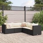 Casa si Gradina - Gradina si terasa - Mobilier exterior - Seturi mobila gradina - Set sezlonguri de gradina, 5 piese, cu perne, negru, poliratan - Infinity.ro