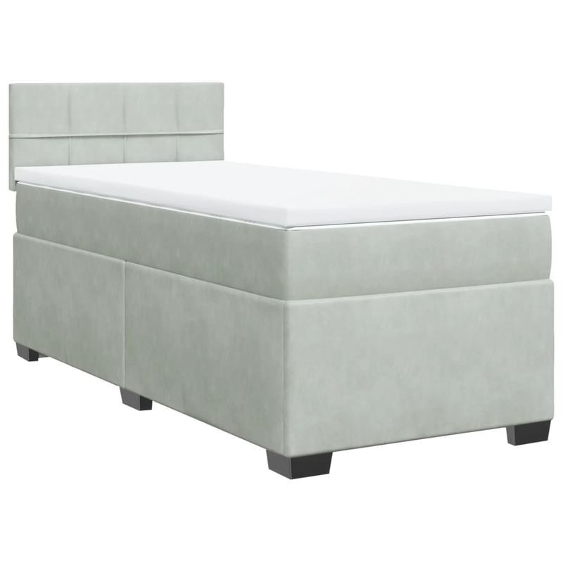 Casa si Gradina - Mobilier - Paturi si accesorii - Paturi - Pat box spring cu saltea, gri deschis, 100x200 cm, catifea - Infinity.ro