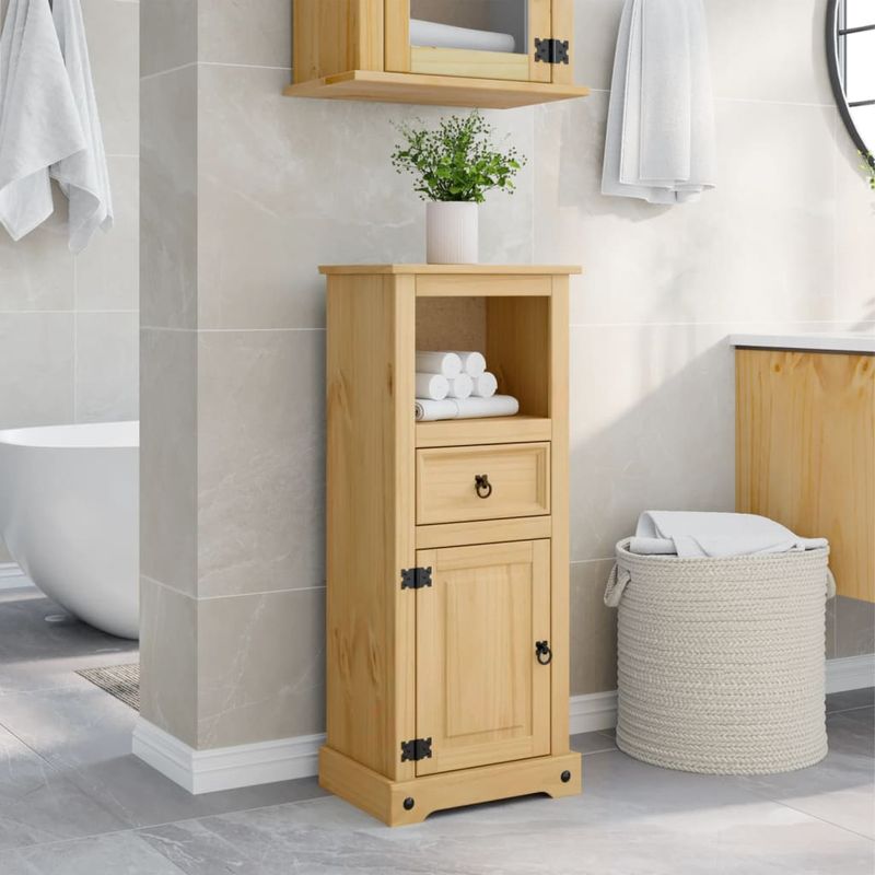 Casa si Gradina - Mobilier - Mobilier baie - Comode baie - Dulap de baie „Corona”, 45x33x110 cm, lemn masiv de pin - Infinity.ro
