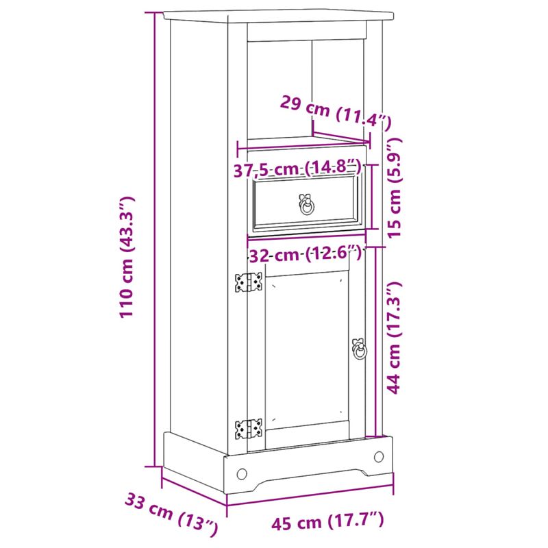 Casa si Gradina - Mobilier - Mobilier baie - Comode baie - Dulap de baie „Corona”, 45x33x110 cm, lemn masiv de pin - Infinity.ro