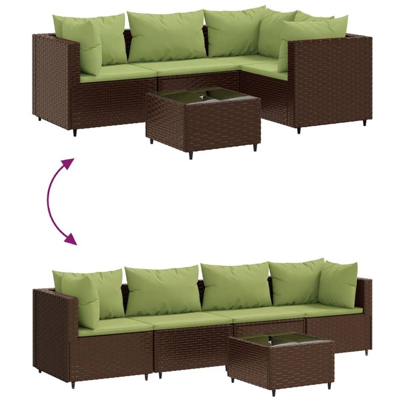 Casa si Gradina - Gradina si terasa - Mobilier exterior - Seturi mobila gradina - Set sezlonguri de gradina, 5 piese, cu perne, maro, poliratan - Infinity.ro