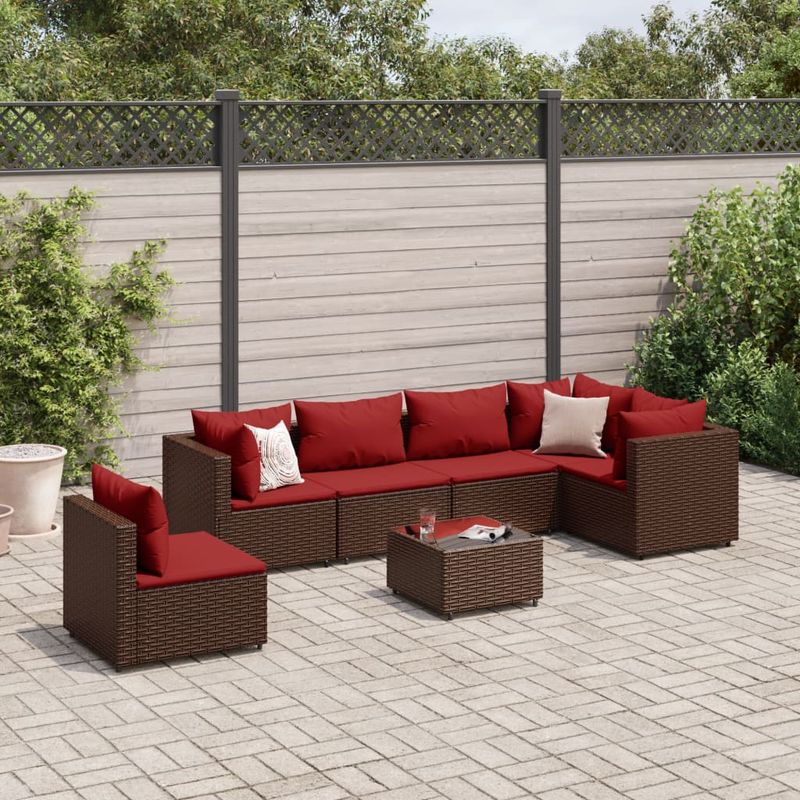 Casa si Gradina - Gradina si terasa - Mobilier exterior - Seturi mobila gradina - Set mobilier de gradina cu perne, 7 piese, maro, poliratan - Infinity.ro