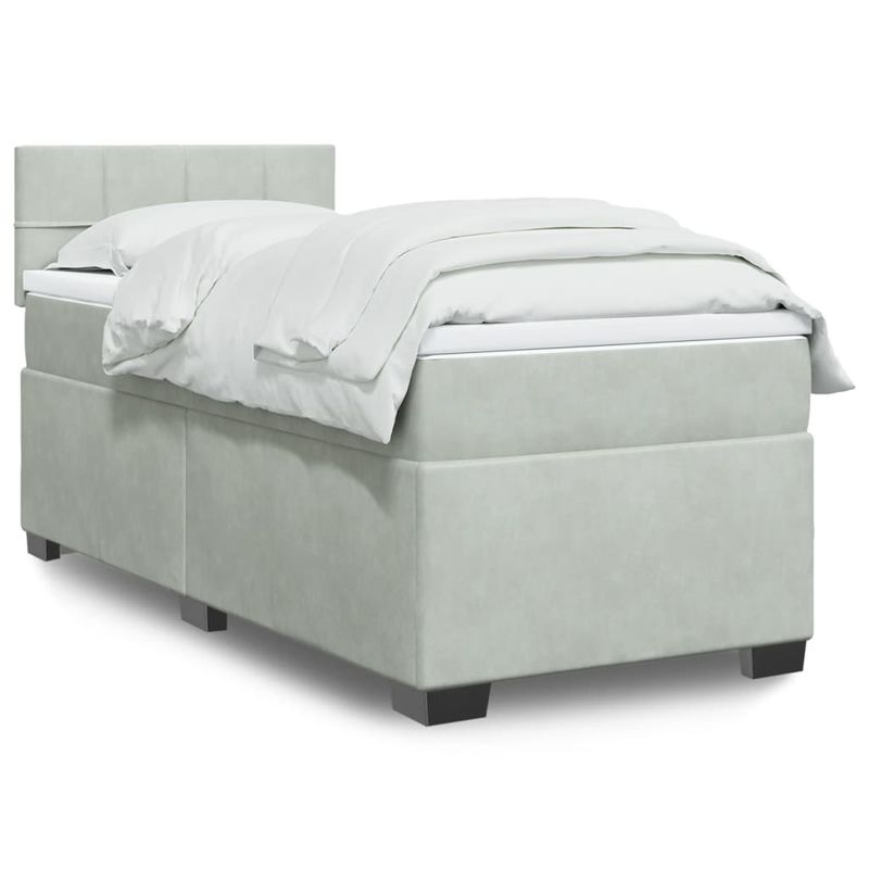 Casa si Gradina - Mobilier - Paturi si accesorii - Paturi - Pat continental cu saltea, gri deschis, 80x200 cm, catifea - Infinity.ro