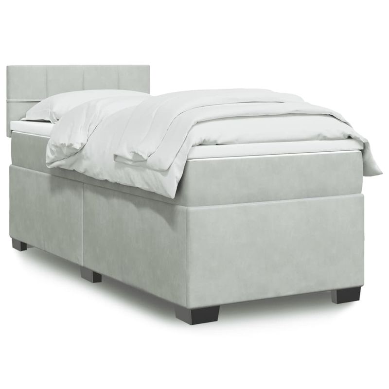 Casa si Gradina - Mobilier - Paturi si accesorii - Paturi - Pat continental cu saltea, gri deschis, 80x200 cm, catifea - Infinity.ro