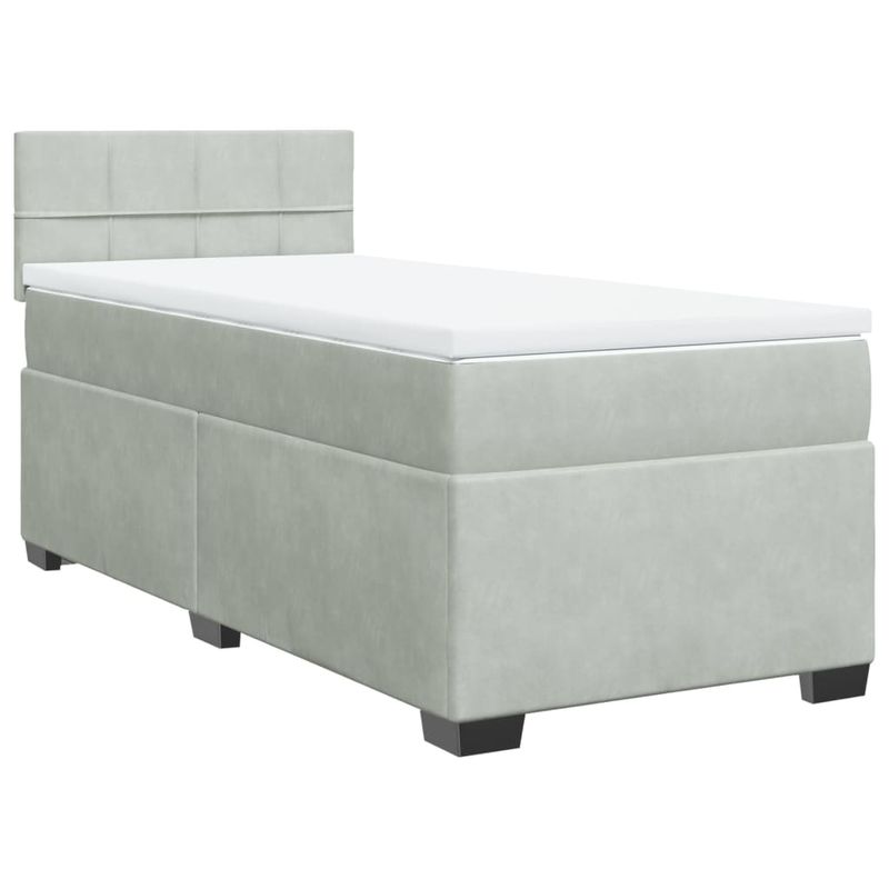 Casa si Gradina - Mobilier - Paturi si accesorii - Paturi - Pat continental cu saltea, gri deschis, 80x200 cm, catifea - Infinity.ro