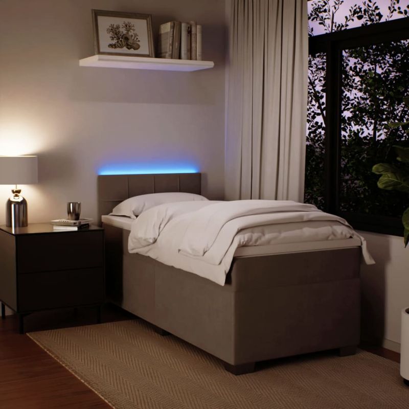 Casa si Gradina - Mobilier - Paturi si accesorii - Paturi - Pat continental cu saltea, gri deschis, 80x200 cm, catifea - Infinity.ro
