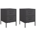 Casa si Gradina - Mobilier - Comode si corpuri - Noptiere - Noptiere, 2 buc., negru, 36x39x50,5 cm, otel - Infinity.ro