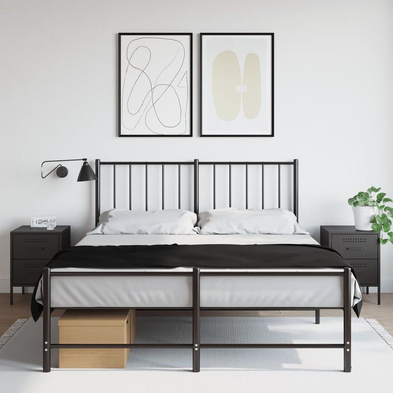 Casa si Gradina - Mobilier - Comode si corpuri - Noptiere - Noptiere, 2 buc., negru, 36x39x50,5 cm, otel - Infinity.ro