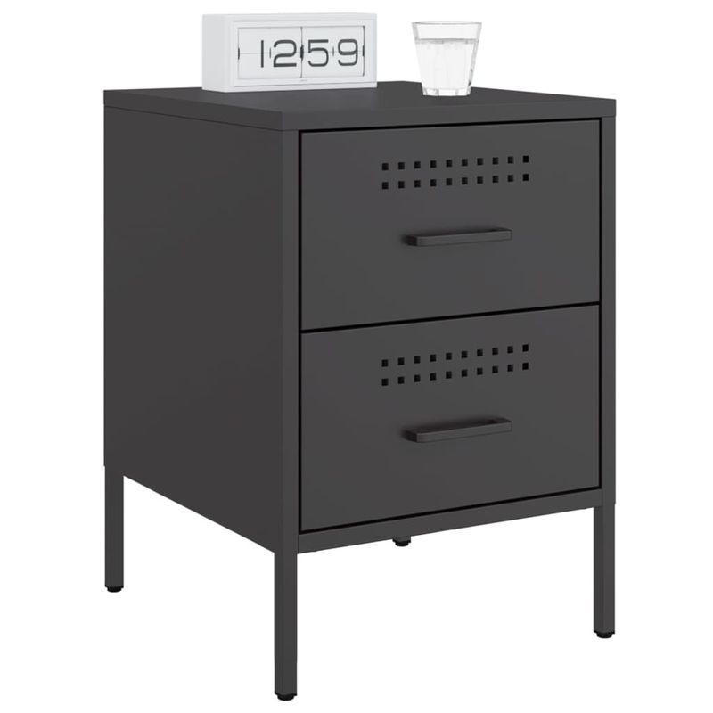 Casa si Gradina - Mobilier - Comode si corpuri - Noptiere - Noptiere, 2 buc., negru, 36x39x50,5 cm, otel - Infinity.ro