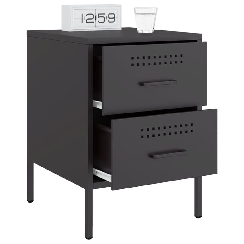 Casa si Gradina - Mobilier - Comode si corpuri - Noptiere - Noptiere, 2 buc., negru, 36x39x50,5 cm, otel - Infinity.ro