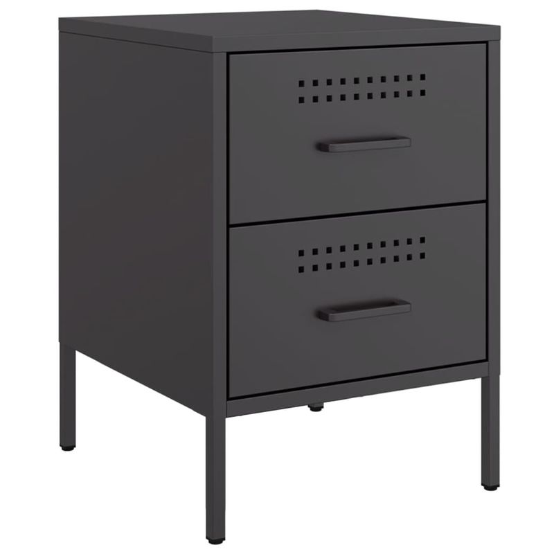 Casa si Gradina - Mobilier - Comode si corpuri - Noptiere - Noptiere, 2 buc., negru, 36x39x50,5 cm, otel - Infinity.ro