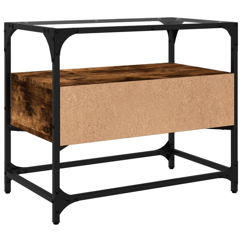Casa si Gradina - Mobilier - Comode si corpuri - Comode - Dulap TV blat sticla stejar fumuriu 60x35x51 cm lemn prelucrat - Infinity.ro