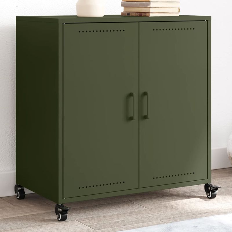 Casa si Gradina - Mobilier - Comode si corpuri - Comode - Dulap, verde masliniu, 68,5x39x72 cm, otel laminat la rece - Infinity.ro