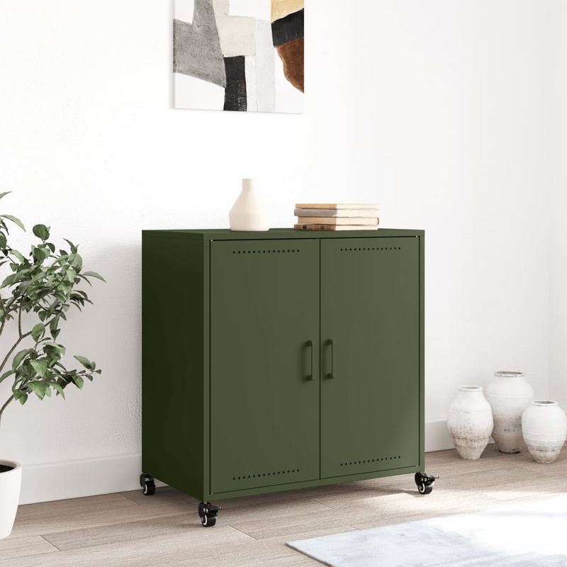 Casa si Gradina - Mobilier - Comode si corpuri - Comode - Dulap, verde masliniu, 68,5x39x72 cm, otel laminat la rece - Infinity.ro