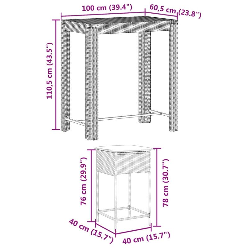 Casa si Gradina - Gradina si terasa - Mobilier exterior - Seturi mobila gradina - Set mobilier bar de gradina cu perne, 5 piese, maro, poliratan - Infinity.ro